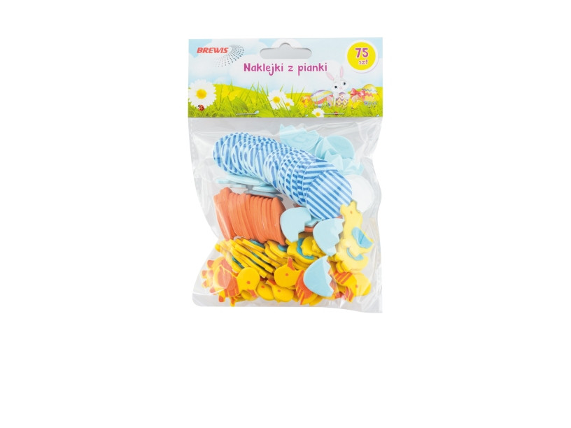 Naklejki z pianki mix Jajka, kurczaczki 75 szt. PVE11 Brewis